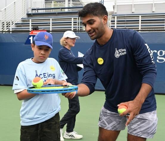 playing tennis