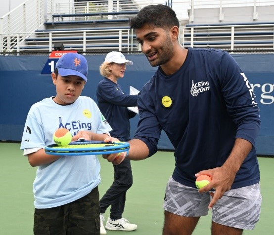 playing tennis